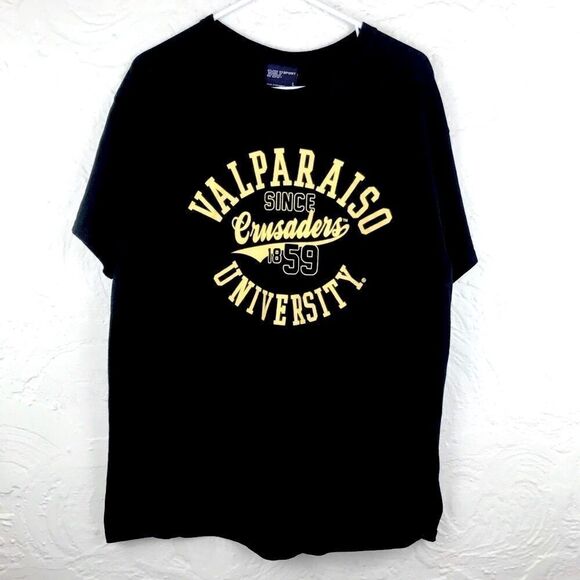 Valparaiso University Crusaders Black with yellow Script T-shirt - Picture 1 of 8